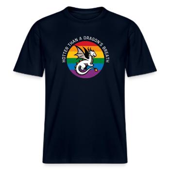 Lgbt-Drache -  RELAXED FIT Unisex Organic T-Shirt - Navy - Vorne - Alina (178cm) & Michal (187cm)
