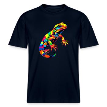 Salamandres, tritons, amphibiens à queue, salamandres de Virginie -  T-shirt unisexe RELAXED FIT en coton bio - marine - Devant - Alina (178cm) & Michal (187cm)
