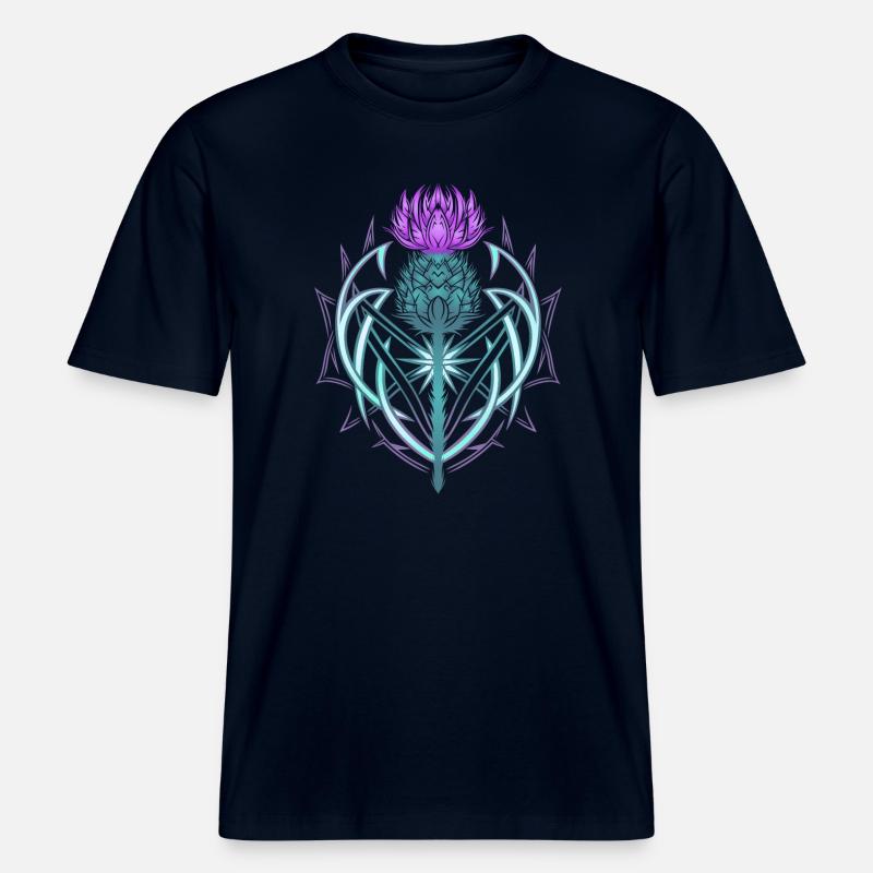 Thistle Shield Celtic Knots Thistle Lover - RELAXED FIT Unisex Organic T-Shirt - french navy