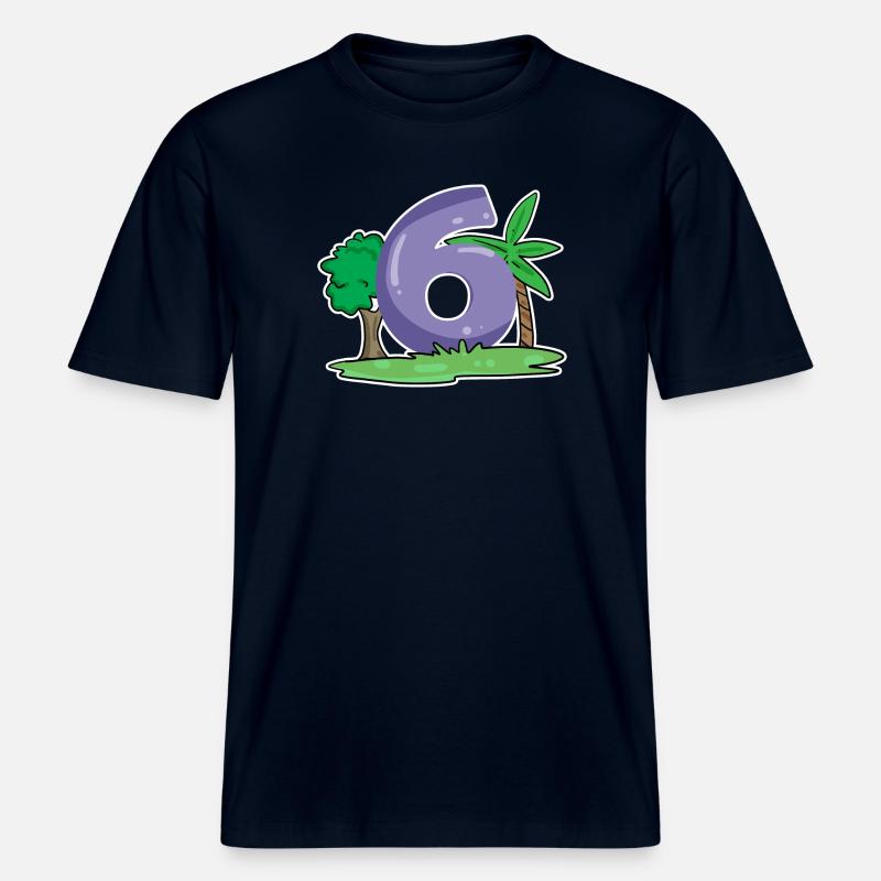 Number 6 Pattern - RELAXED FIT Unisex Organic T-Shirt - french navy