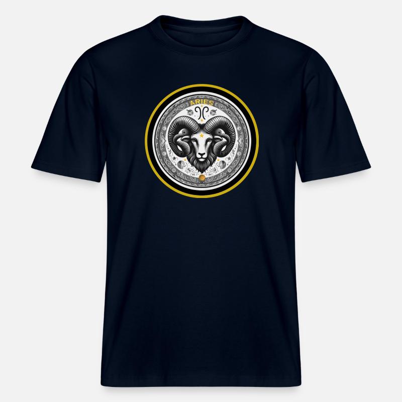Widder Zodiac Sternzeichen Widder Ornament - RELAXED FIT Unisex Organic T-Shirt - Navy