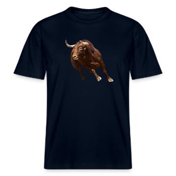 Taureau -  T-shirt unisexe RELAXED FIT en coton bio - marine - Devant - Alina (178cm) & Michal (187cm)