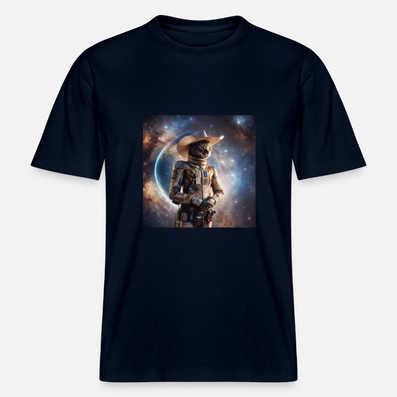 Chat de l’espace -  T-shirt unisexe RELAXED FIT en coton bio - marine