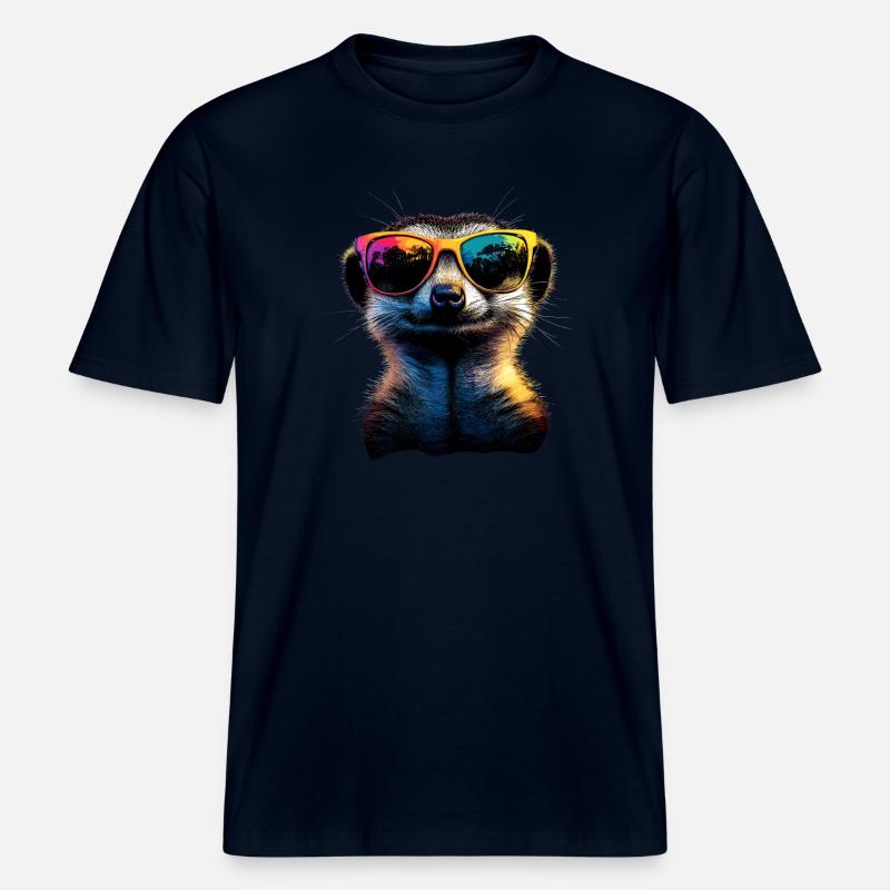 Erdmännchen Sonnenbrille Bunt Süßes Erdmännchen -  RELAXED FIT Unisex Organic T-Shirt - Navy