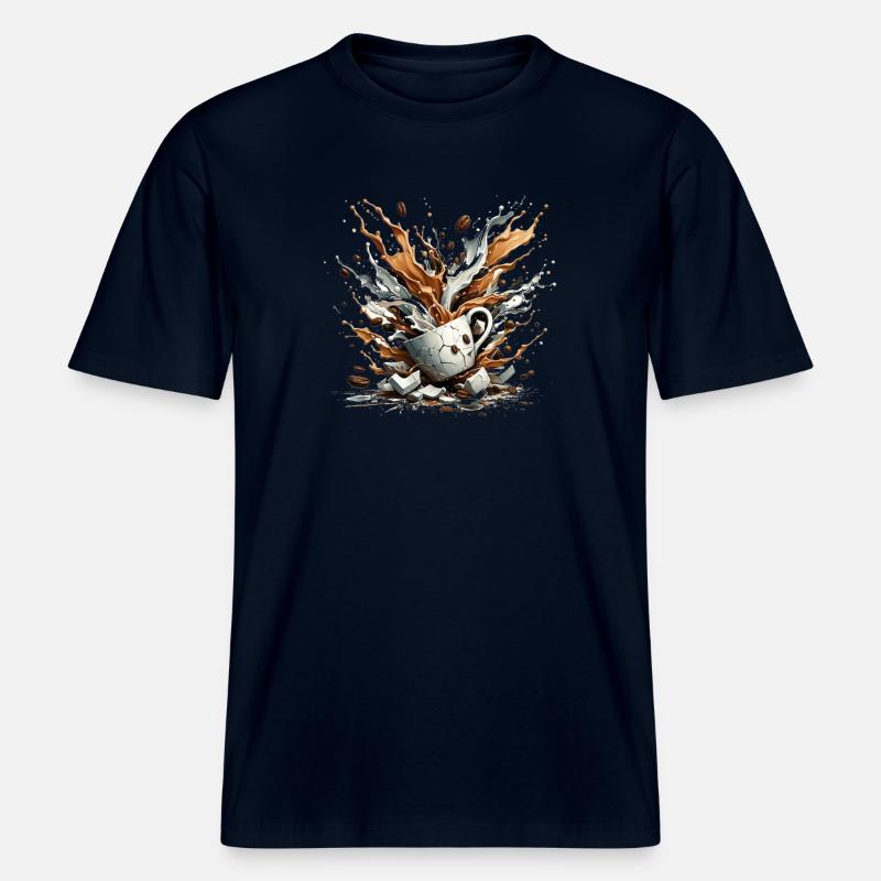 Exploded Coffee - 100 % caféine -  T-shirt unisexe RELAXED FIT en coton bio - marine