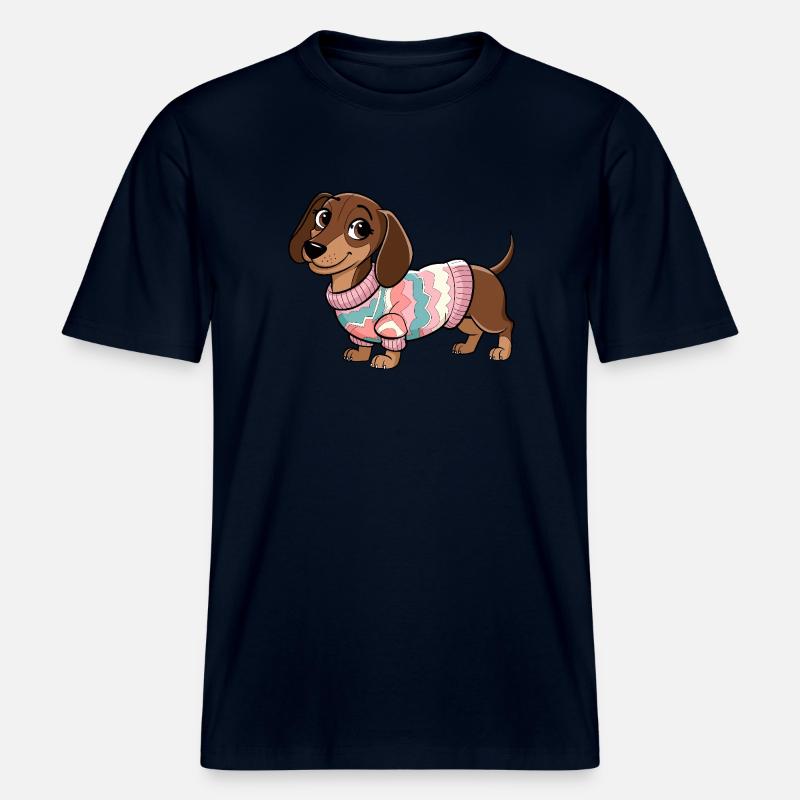 Pull douillet teckel -  T-shirt unisexe RELAXED FIT en coton bio - marine