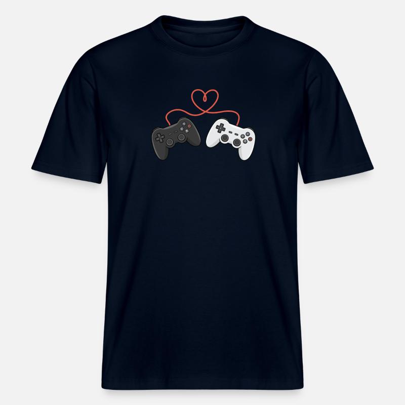 Herzverdrahtete Controller-Duo - RELAXED FIT Unisex Organic T-Shirt - Navy