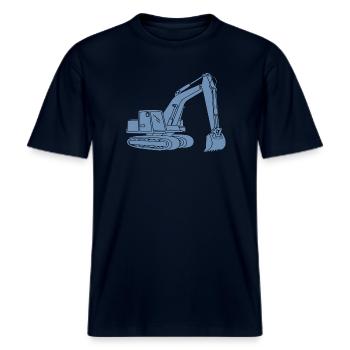 Bagger Silhouette Baugeräteführer Tiefbau -  RELAXED FIT Unisex Organic T-Shirt - Navy - Vorne - Alina (178cm) & Michal (187cm)