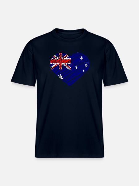 Australian Flag Heart Design - RELAXED FIT Unisex Organic T-Shirt - french navy