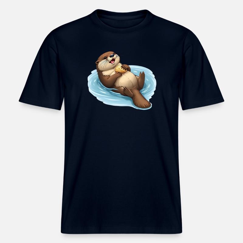 Castor décontracté avec coquille -  T-shirt unisexe RELAXED FIT en coton bio - marine