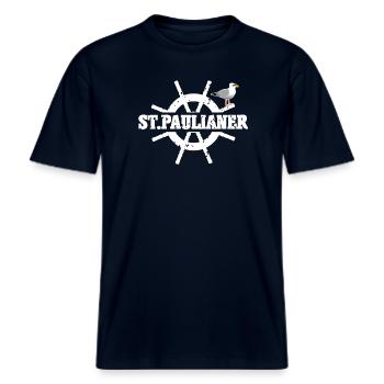 St. Paulianer -  RELAXED FIT Unisex Organic T-Shirt - Navy - Vorne - Alina (178cm) & Michal (187cm)