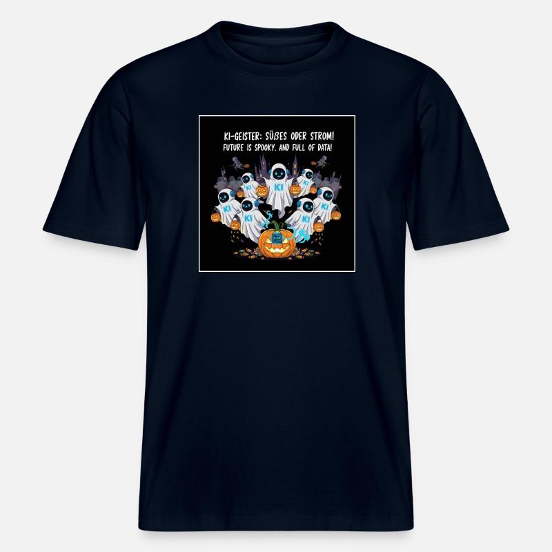 AI Ghosts : Trick or Stream ! -  T-shirt unisexe RELAXED FIT en coton bio - marine