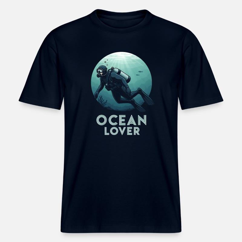 Plongeur amoureux de l’océan -  T-shirt unisexe RELAXED FIT en coton bio - marine