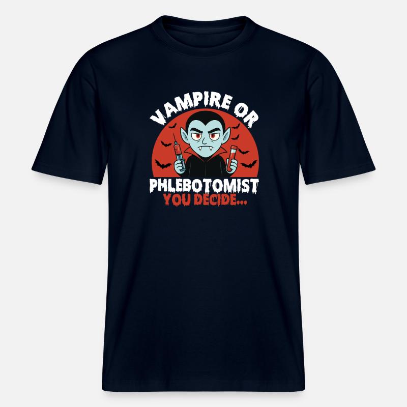 Vampir oder Phlebotomiker, du entscheidest... - RELAXED FIT Unisex Organic T-Shirt - Navy