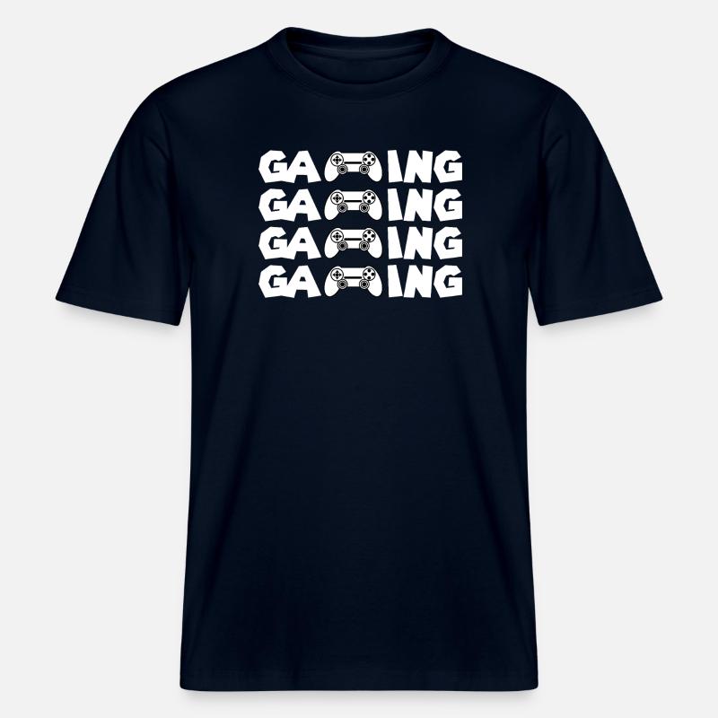 Gaming Glyphs Controller Pattern -  RELAXED FIT Unisex Organic T-Shirt - french navy
