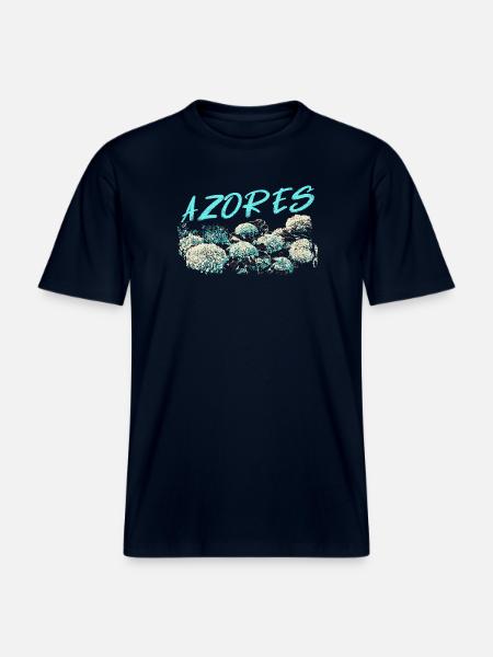 Azores Hydrangea, Blue Hydrangeas - RELAXED FIT Unisex Organic T-Shirt - french navy