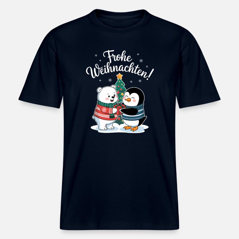Eisbär Pinguin Weihnachtspullover süß Weihnachten - RELAXED FIT Unisex Organic T-Shirt - Navy