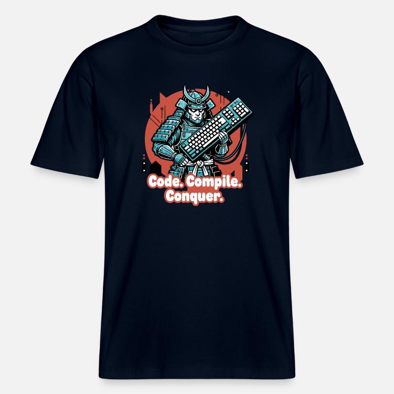 Code Battle Samurai avec clavier -  T-shirt unisexe RELAXED FIT en coton bio - marine