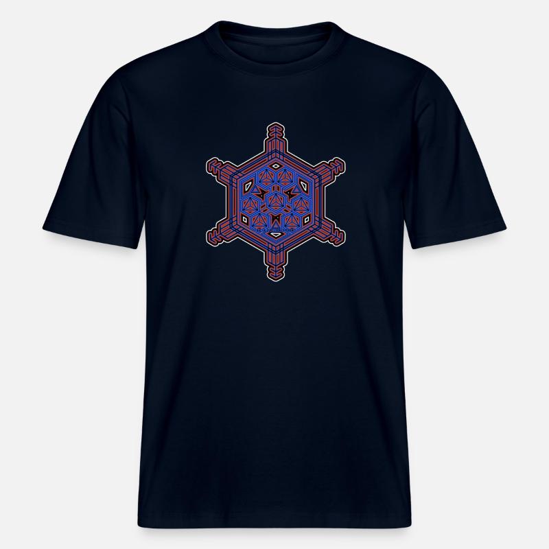 Expérience d’évolution fractale Motif hexagone étoile -  T-shirt unisexe RELAXED FIT en coton bio - marine