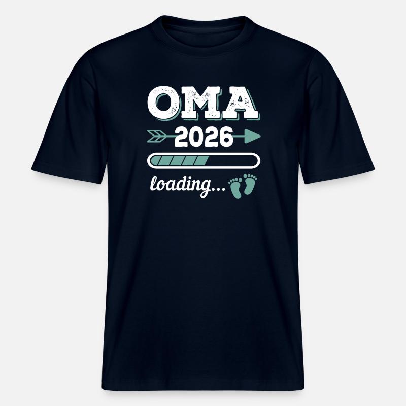 Oma 2026 Loading Werdende Großmutter Geschenkidee - RELAXED FIT Unisex Organic T-Shirt - Navy