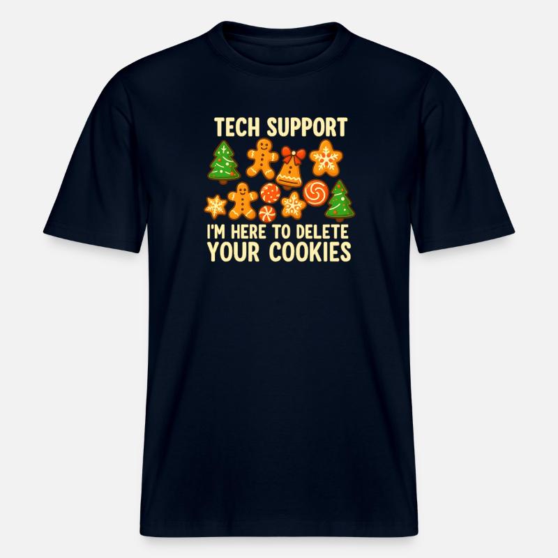 Support technique Cookie Noël Mème -  T-shirt unisexe RELAXED FIT en coton bio - marine