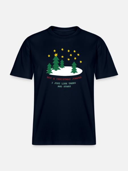 Kein Weihnachtspulli: Bäume und Sterne - RELAXED FIT Unisex Organic T-Shirt - Navy
