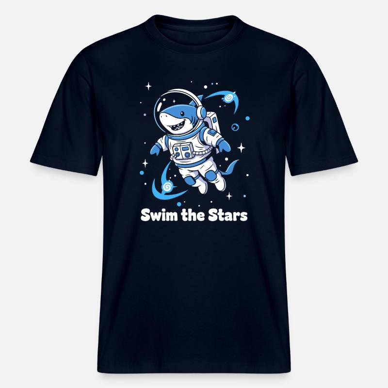 Astronaute requin de l’espace -  T-shirt unisexe RELAXED FIT en coton bio - marine