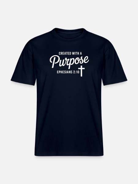 Purposeful Script Cross Ephesians 2:10 - RELAXED FIT Unisex Organic T-Shirt - french navy