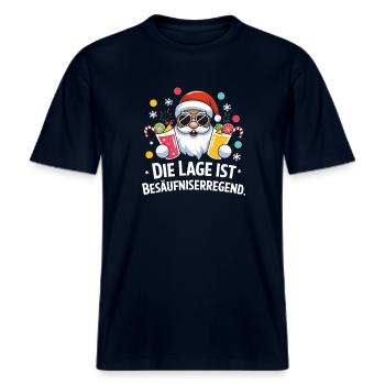  Die Lage Ist Besäufniserregend Lustiger -  RELAXED FIT Unisex Organic T-Shirt - Navy - Vorne - Alina (178cm) & Michal (187cm)