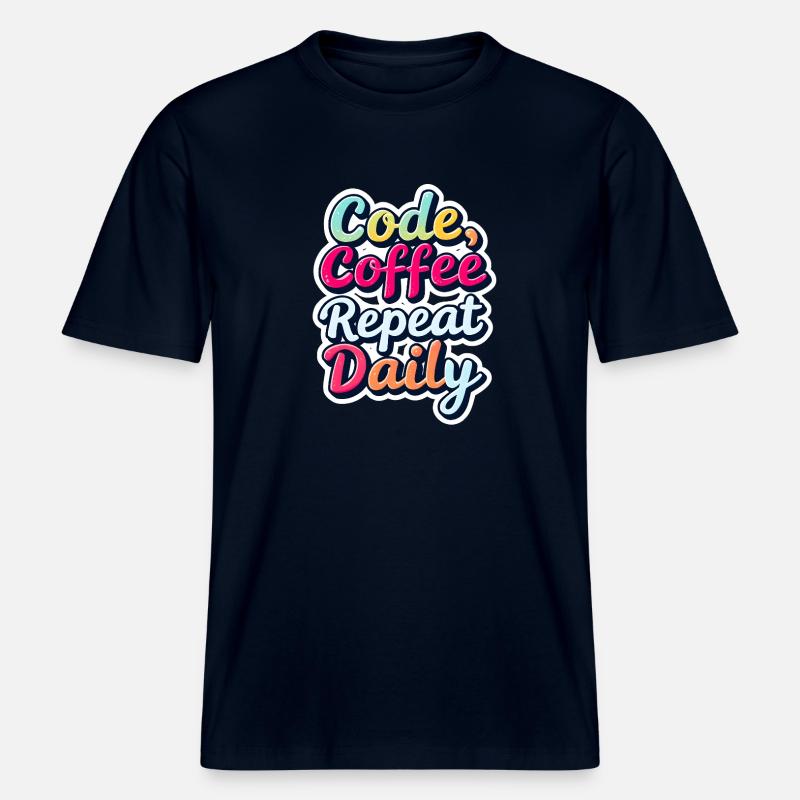 Code Schlaf Debug Wiederholungsprogramm Shirt -  RELAXED FIT Unisex Organic T-Shirt - Navy