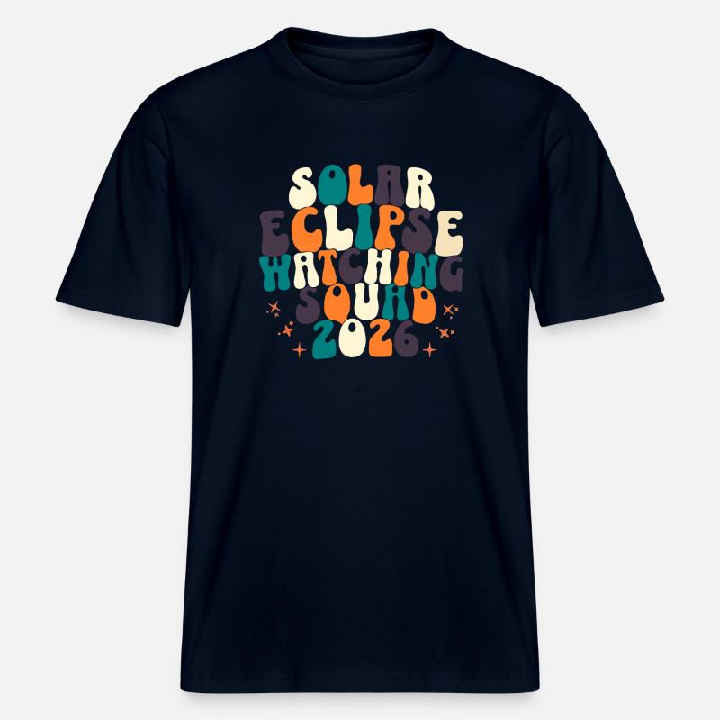 Solar Eclipse Watching Squad 2026 -  RELAXED FIT Unisex Organic T-Shirt - french navy