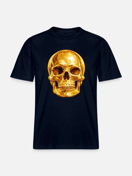 Golden Skull Luxury Gothic - RELAXED FIT Unisex Organic T-Shirt - french navy