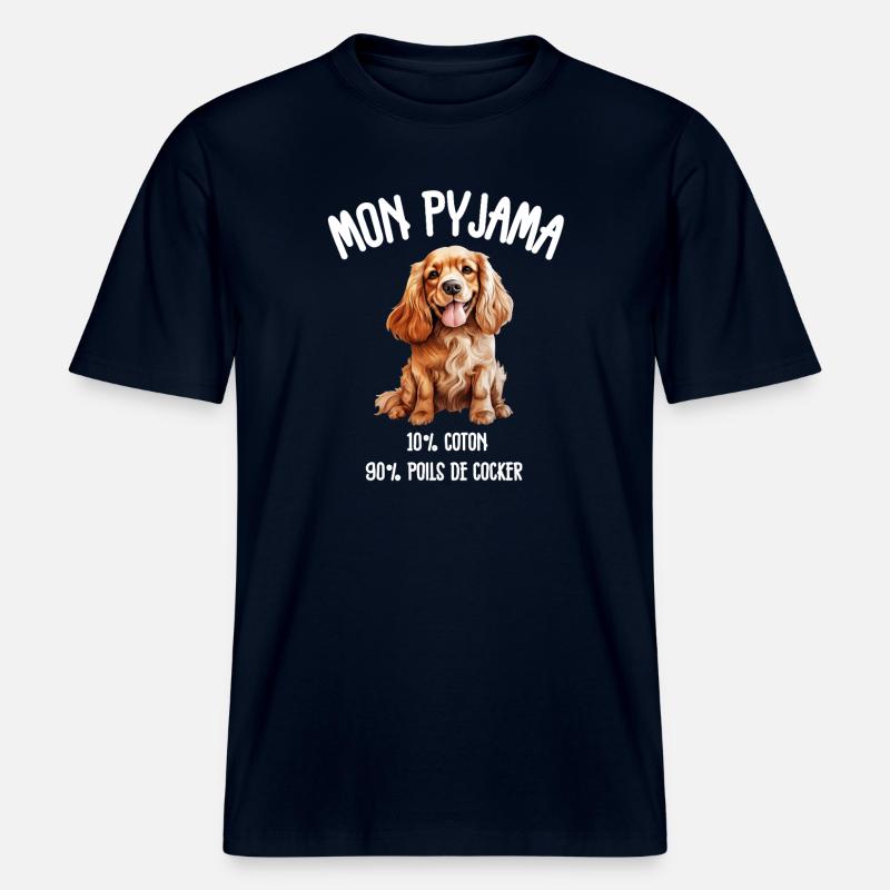 Cocker Spaniel Hundehaar-Pyjamas -  RELAXED FIT Unisex Organic T-Shirt - Navy