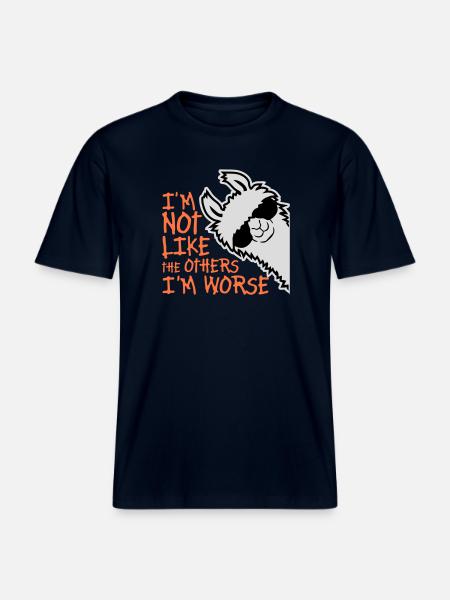 Lama-solbriller ikke som de andre Jeg er værre -  Økologisk unisex T-shirt RELAXED FIT - navy