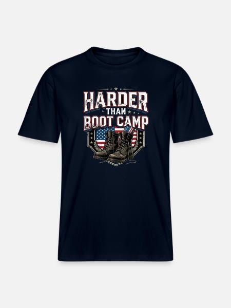 Army Mama Harder Than Boot Camp - RELAXED FIT Unisex Organic T-Shirt - french navy