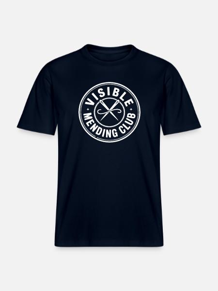 Visible Mending Club Visible Repair -  RELAXED FIT Unisex Organic T-Shirt - french navy