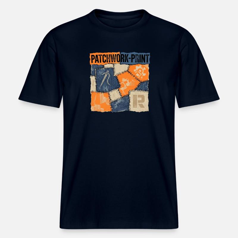 Recyclage patchwork -  T-shirt unisexe RELAXED FIT en coton bio - marine