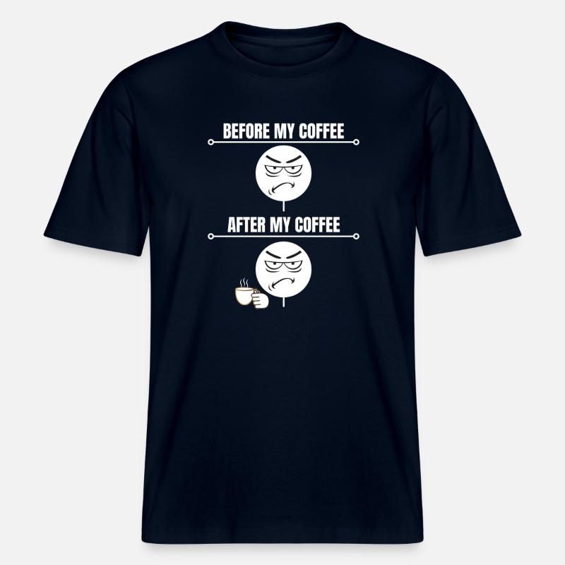 Grumpy Coffee Mood -  RELAXED FIT Unisex Organic T-Shirt - french navy