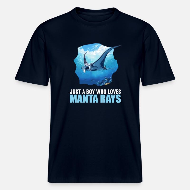 Rochen Mantarochen -  RELAXED FIT Unisex Organic T-Shirt - Navy