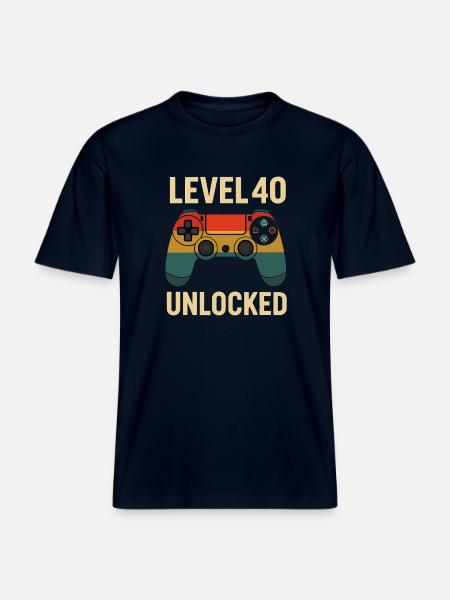 Level 40 Unlocked Gaming Controller - RELAXED FIT Unisex Organic T-Shirt - Navy