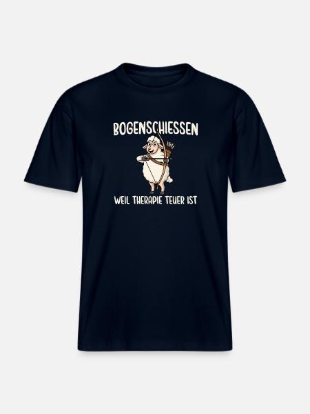 Bogenschießen Weil Therapie Teuer Ist -  RELAXED FIT Unisex Organic T-Shirt - Navy