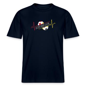 Deutschland Herzschlag -  RELAXED FIT Unisex Organic T-Shirt - Navy - Vorne - Alina (178cm) & Michal (187cm)