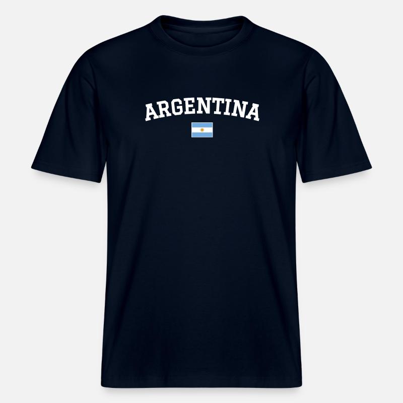 Drapeau argentin Dessin blanc - T-shirt unisexe RELAXED FIT en coton bio - marine