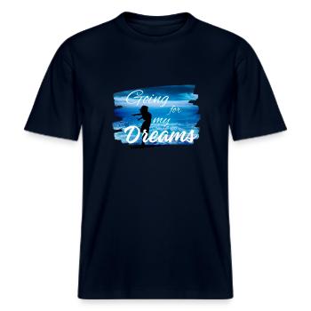 À la poursuite de mes rêves -  T-shirt unisexe RELAXED FIT en coton bio - marine - Devant - Alina (178cm) & Michal (187cm)