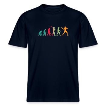 American Football -  RELAXED FIT Unisex Organic T-Shirt - Navy - Vorne - Alina (178cm) & Michal (187cm)