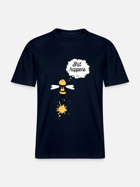 Shit happens bee - RELAXED FIT Unisex Organic T-Shirt - french navy