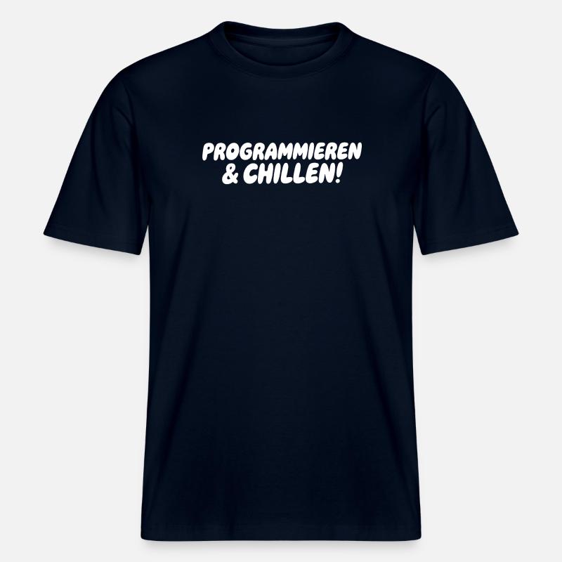 Programming & Chill – Large block font -  RELAXED FIT Unisex Organic T-Shirt - french navy