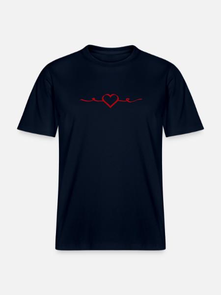 Rødt hjerte Rød Gave Valentinsdag -  Økologisk unisex T-shirt RELAXED FIT - navy
