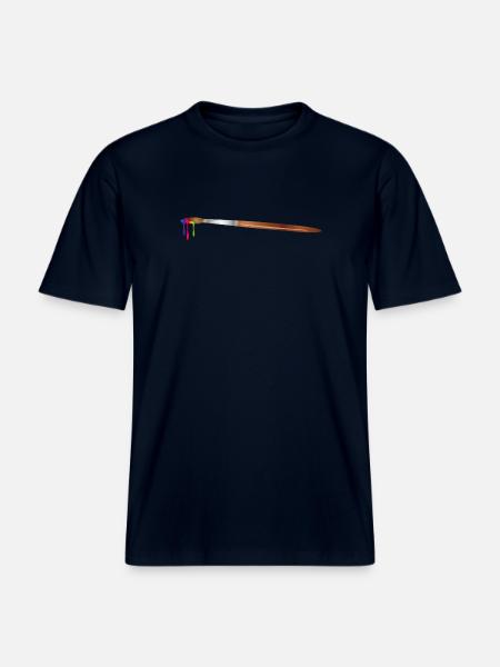 Pinceau d'artiste aux couleurs arc-en-ciel -  T-shirt unisexe RELAXED FIT en coton bio - marine
