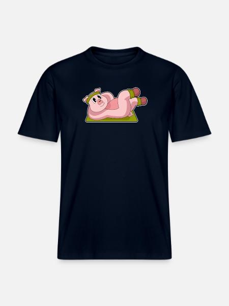 Pig Abdominal Workout Bodybuilding -  RELAXED FIT Unisex Organic T-Shirt - french navy
